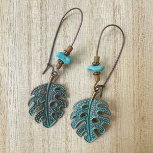 Boho Turquoise and Copper Look Earrings